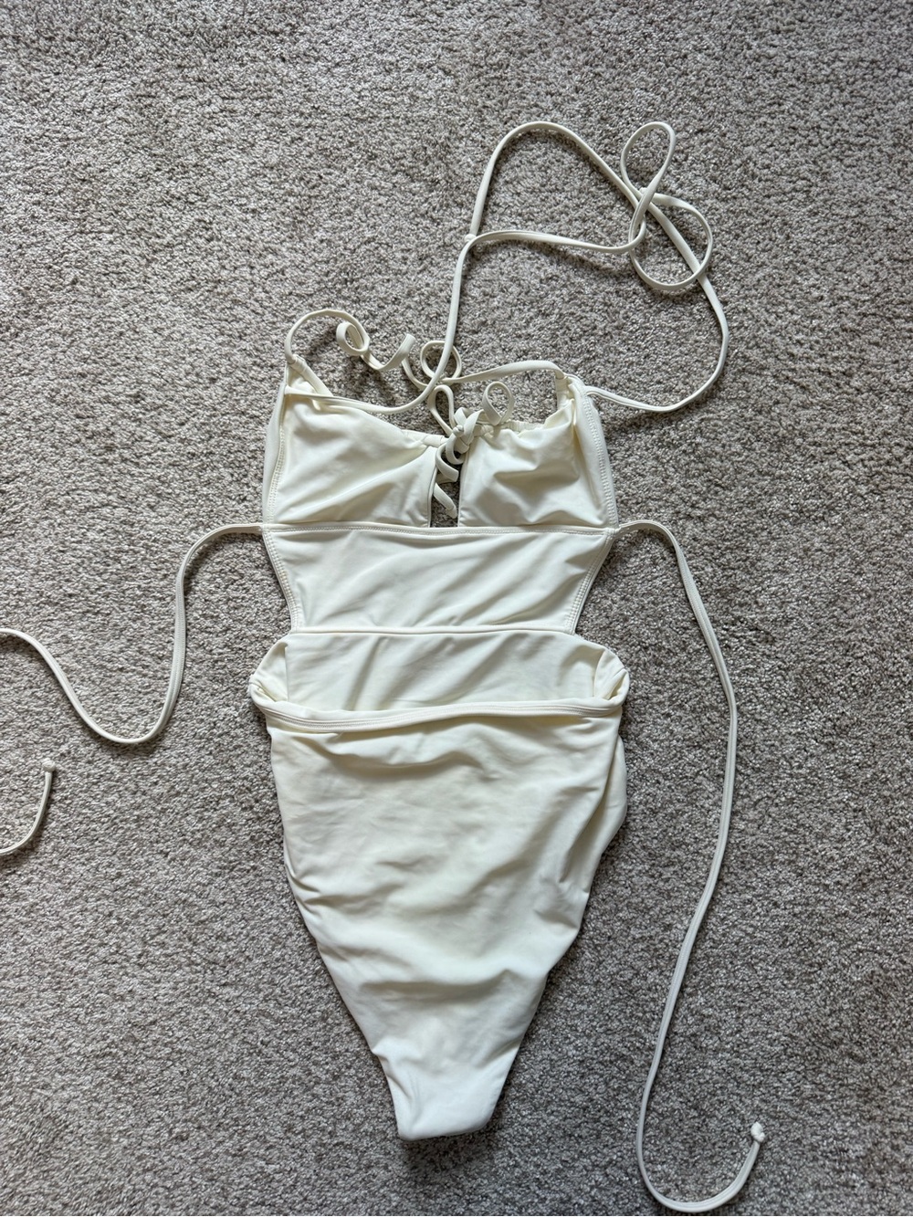 Tularosa Cream Kids One-Piece Swimsuit with Tie Straps - Picture 2 of 3